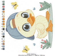 Load image into Gallery viewer, Duck with cap embroidery design - Lake water animal embroidery designs machine embroidery pattern - Baby boy Children - instant download pes
