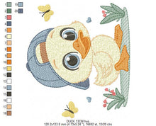 Load image into Gallery viewer, Duck with cap embroidery design - Lake water animal embroidery designs machine embroidery pattern - Baby boy Children - instant download pes
