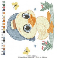 Load image into Gallery viewer, Duck with cap embroidery design - Lake water animal embroidery designs machine embroidery pattern - Baby boy Children - instant download pes
