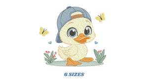 Duck with cap embroidery design - Lake water animal embroidery designs machine embroidery pattern - Baby boy Children - instant download pes