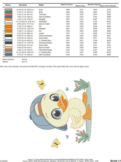 Duck with cap embroidery design - Lake water animal embroidery designs machine embroidery pattern - Baby boy Children - instant download pes