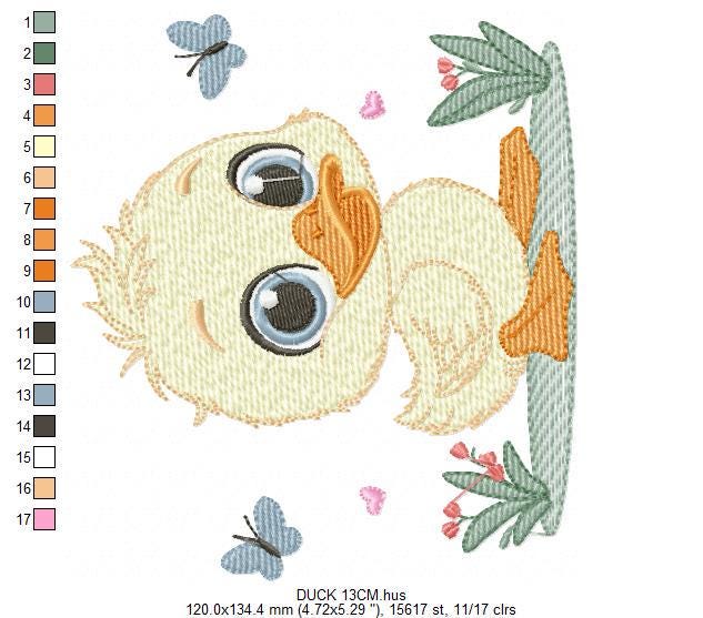 Duck embroidery design - Lake water animal machine embroidery pattern - Baby boy file - Instant digital download pes jef dst