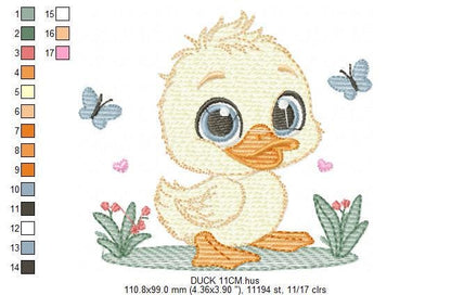 Female Duck with big lace embroidery design - Baby girl embroidery designs machine embroidery pattern - Animal embroidery - instant download