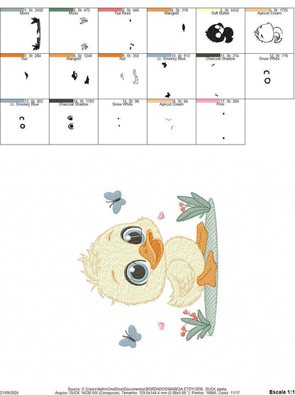 Female Duck with big lace embroidery design - Baby girl embroidery designs machine embroidery pattern - Animal embroidery - instant download