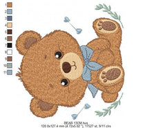 Laden Sie das Bild in den Galerie-Viewer, Teddy Bear embroidery designs - Male bear with lace embroidery design machine embroidery pattern - Baby boy children toy - instant download
