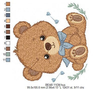 Cargar imagen en el visor de la galería, Teddy Bear embroidery designs - Male bear with lace embroidery design machine embroidery pattern - Baby boy children toy - instant download
