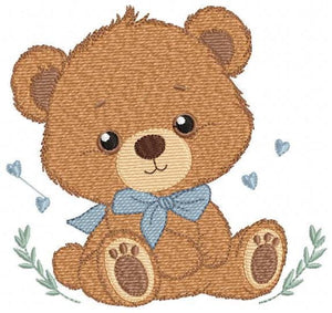 Teddy Bear embroidery designs - Male bear with lace embroidery design machine embroidery pattern - Baby boy children toy - instant download