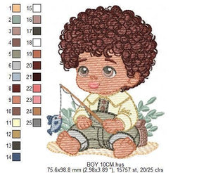 Baby boy embroidery design - Fishing boy embroidery designs machine embroidery pattern - Children toddler embroidery - instant download pes