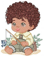 Charger l&#39;image dans la galerie, Baby boy embroidery design - Fishing boy embroidery designs machine embroidery pattern - Children toddler embroidery - instant download pes
