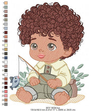 Charger l&#39;image dans la galerie, Baby boy embroidery design - Fishing boy embroidery designs machine embroidery pattern - Children toddler embroidery - instant download pes
