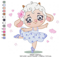 Ballerina Sheep embroidery design - Lamb Ballerina embroidery designs machine embroidery pattern - Animal Ballet dancer - instant download