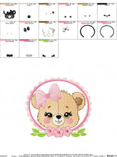 Load image into Gallery viewer, Bear face with frame and flowers embroidery designs - Teddy Bear embroidery design machine embroidery pattern - instant download pes jef dst
