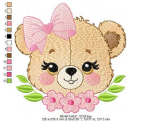 Cargar imagen en el visor de la galería, Teddy Bear embroidery designs - Baby girl embroidery design machine embroidery pattern - Bear with flowers embroidery file - pes download
