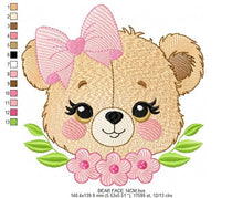 Load image into Gallery viewer, Teddy Bear embroidery designs - Baby girl embroidery design machine embroidery pattern - Bear with flowers embroidery file - pes download
