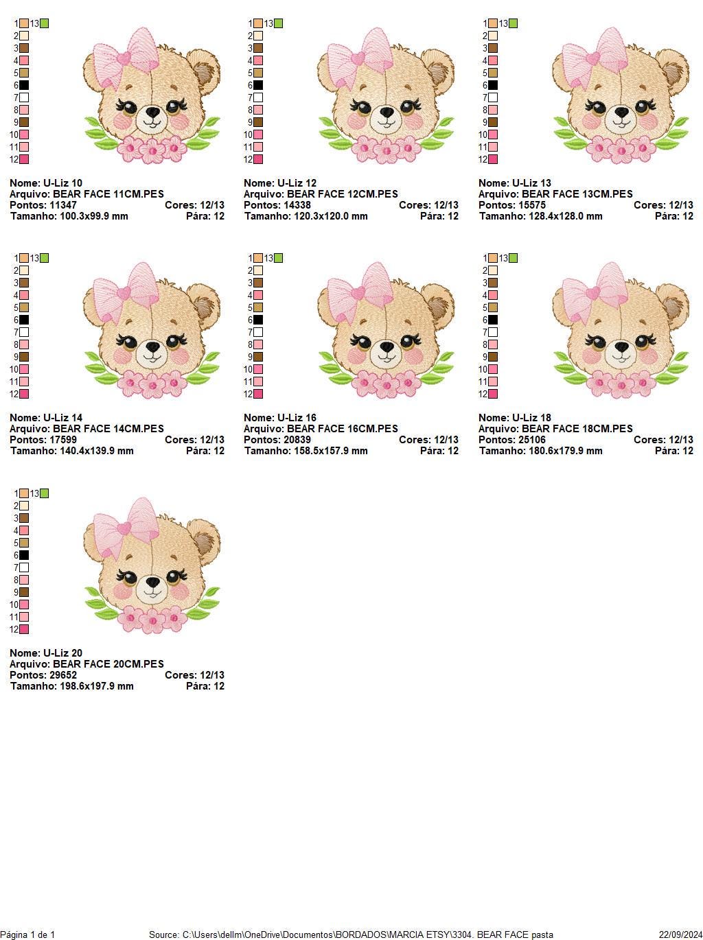 Teddy Bear embroidery designs - Baby girl embroidery design machine embroidery pattern - Bear with flowers embroidery file - pes download