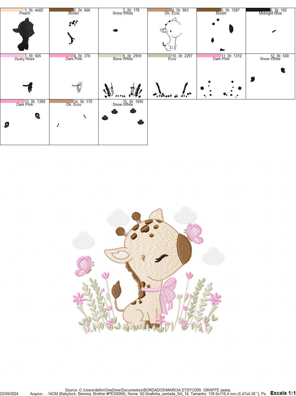 Giraffe embroidery design - Safari Animal embroidery designs machine embroidery pattern - Giraffe with flower lace - instant download pes