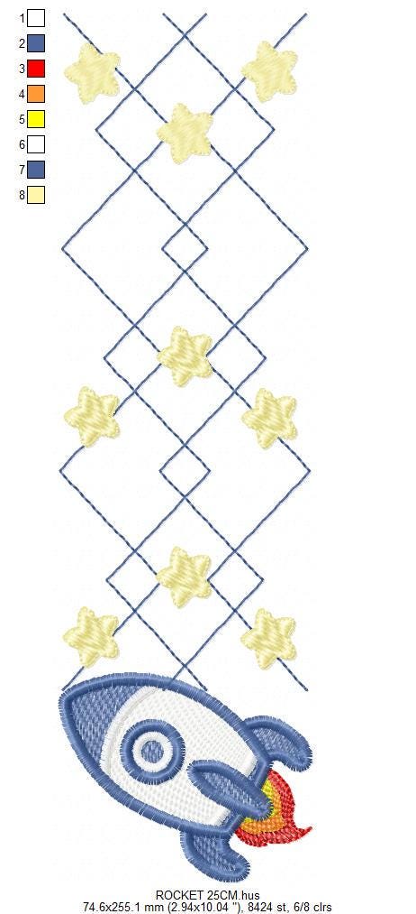 Decoration Rocket embroidery designs - Divider Spaceshift with stars embroidery design machine embroidery pattern - instant download pes jef