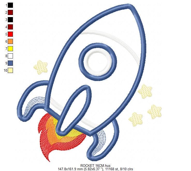 Rocket embroidery designs - Spaceshift embroidery design machine embroidery pattern - Space Rocket applique design - instant download pes
