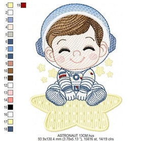 Astronaut embroidery designs - Space Stars embroidery design machine embroidery pattern - Baby boy embroidery file - instant download pes