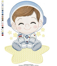 Load image into Gallery viewer, Astronaut embroidery designs - Space Stars embroidery design machine embroidery pattern - Baby boy embroidery file - instant download pes
