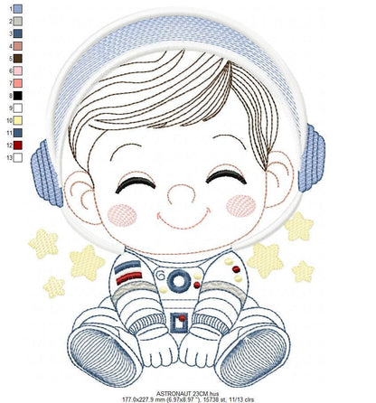 Astronaut embroidery designs - Baby boy embroidery design machine embroidery pattern - Space embroidery file Star Rocket - instant download
