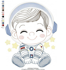 Astronaut embroidery designs - Baby boy embroidery design machine embroidery pattern - Space embroidery file Star Rocket - instant download