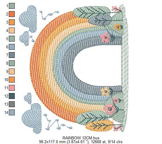 Boho Rainbow with trees embroidery design - Sky embroidery designs machine embroidery pattern - Rainbow embroidery - Instant download pes