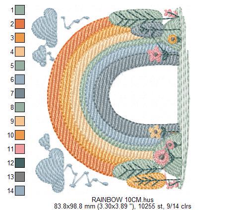 Boho Rainbow with trees embroidery design - Sky embroidery designs machine embroidery pattern - Rainbow embroidery - Instant download pes