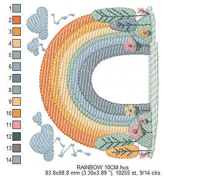 Boho Rainbow with trees embroidery design - Sky embroidery designs machine embroidery pattern - Rainbow embroidery - Instant download pes