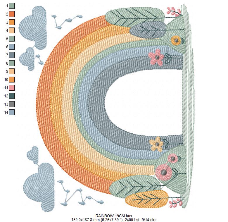 Boho Rainbow with trees embroidery design - Sky embroidery designs machine embroidery pattern - Rainbow embroidery - Instant download pes