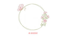 Load image into Gallery viewer, Monogram Frame embroidery designs - Flower and Butterfly embroidery design machine embroidery pattern - Floral Frame - instant download pes
