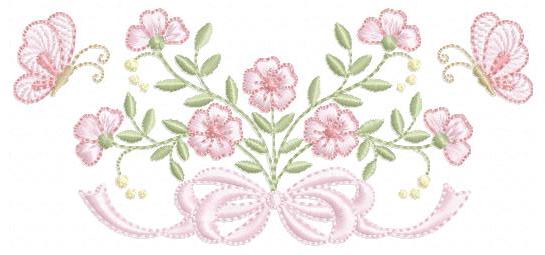 Flower with lace embroidery designs - Roses with butterfly embroidery machine embroidery pattern - Floral Kitchen towel - instant download