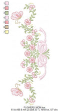 Laden Sie das Bild in den Galerie-Viewer, Floral Roses embroidery designs - Flowers with lace and butterflies embroidery machine embroidery pattern - Kitchen towel - instant download
