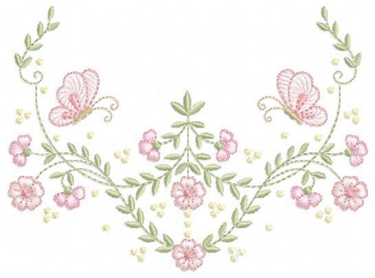 Flowers with Butterflies Wreath embroidery designs - Floral Kitchen Towel embroidery design machine embroidery pattern - instant download