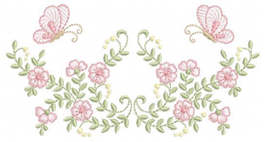 Flower Wreath embroidery designs - Floral frame butterflies embroidery design machine embroidery pattern - Kitchen Towel - instant download