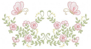 Flower Wreath embroidery designs - Floral frame butterflies embroidery design machine embroidery pattern - Kitchen Towel - instant download