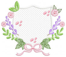 Laden Sie das Bild in den Galerie-Viewer, Frame with flowers embroidery designs - Floral Laurel Shield embroidery design machine embroidery pattern - Baby girl - instant download pes
