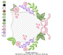 Carica l&#39;immagine nel visualizzatore di Gallery, Frame with flowers embroidery designs - Floral Laurel Shield embroidery design machine embroidery pattern - Baby girl - instant download pes
