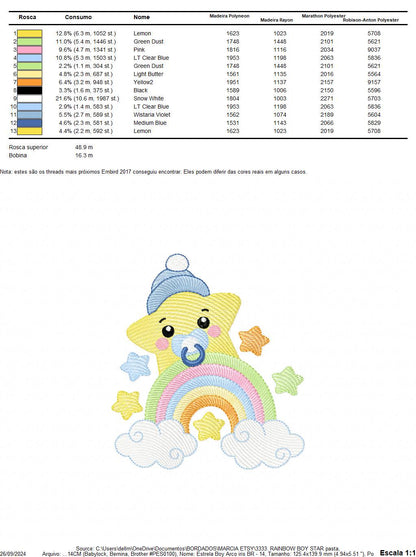 Star with rainbow embroidery designs - Baby boy star with hat and pacifier embroidery design machine embroidery pattern - Instant download