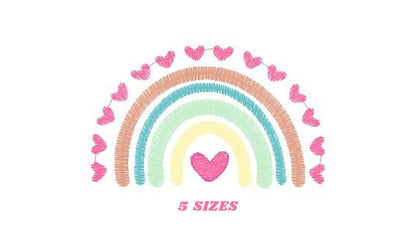 Boho Rainbow embroidery design - Colorful Rainbow with hearts embroidery designs machine embroidery pattern - Girl design - instant download