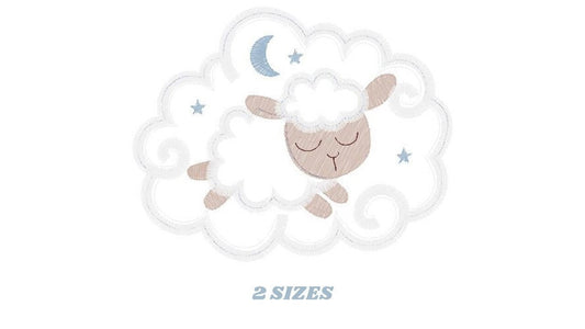 Sleeping Sheep embroidery design - Lamb with clouds embroidery designs machine embroidery pattern - Sheep applique design - instant download