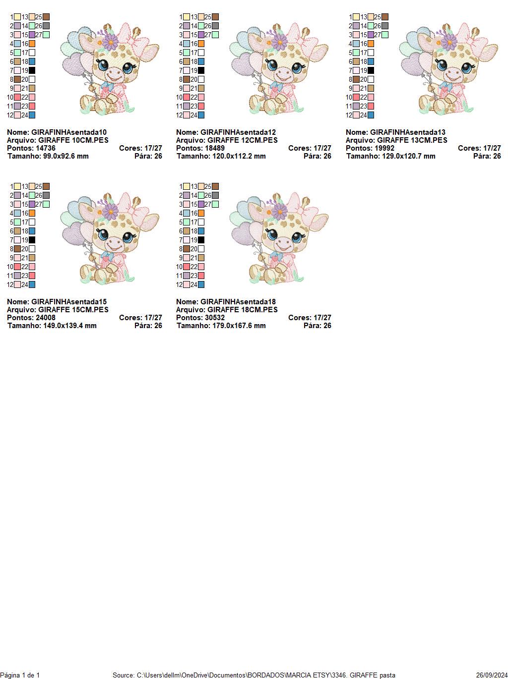 Giraffe with heart balloons embroidery design - Girl Animal with flowers embroidery designs machine embroidery pattern - instant download