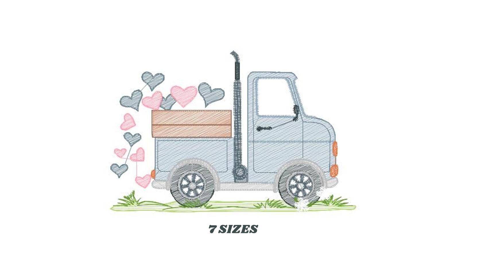 Truck embroidery designs - Vehicle embroidery design machine embroidery pattern - baby boy embroidery file - instant digital download filled
