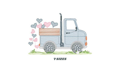 Truck embroidery designs - Vehicle embroidery design machine embroidery pattern - baby boy embroidery file - instant digital download filled