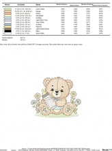 Load image into Gallery viewer, Male Bear with feeding bottle embroidery designs - Boy with flowers embroidery design machine embroidery pattern - instant download pes jef
