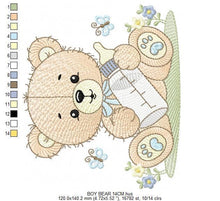 Carica l&#39;immagine nel visualizzatore di Gallery, Bear with bottle embroidery designs - Baby boy embroidery design machine embroidery pattern - Bear with flowers - instant download pes jef
