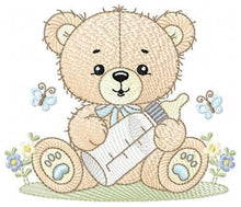 Carica l&#39;immagine nel visualizzatore di Gallery, Bear with bottle embroidery designs - Baby boy embroidery design machine embroidery pattern - Bear with flowers - instant download pes jef
