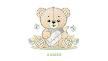 Carica l&#39;immagine nel visualizzatore di Gallery, Bear with bottle embroidery designs - Baby boy embroidery design machine embroidery pattern - Bear with flowers - instant download pes jef
