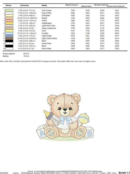 Bear with toys embroidery designs - Baby boy male Bear with bootle embroidery design machine embroidery pattern - instant download pes jef