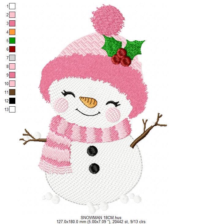 Snowman embroidery designs - Xmas snowwoman embroidery design machine embroidery pattern - Winter embroidery file - instant download pes jef